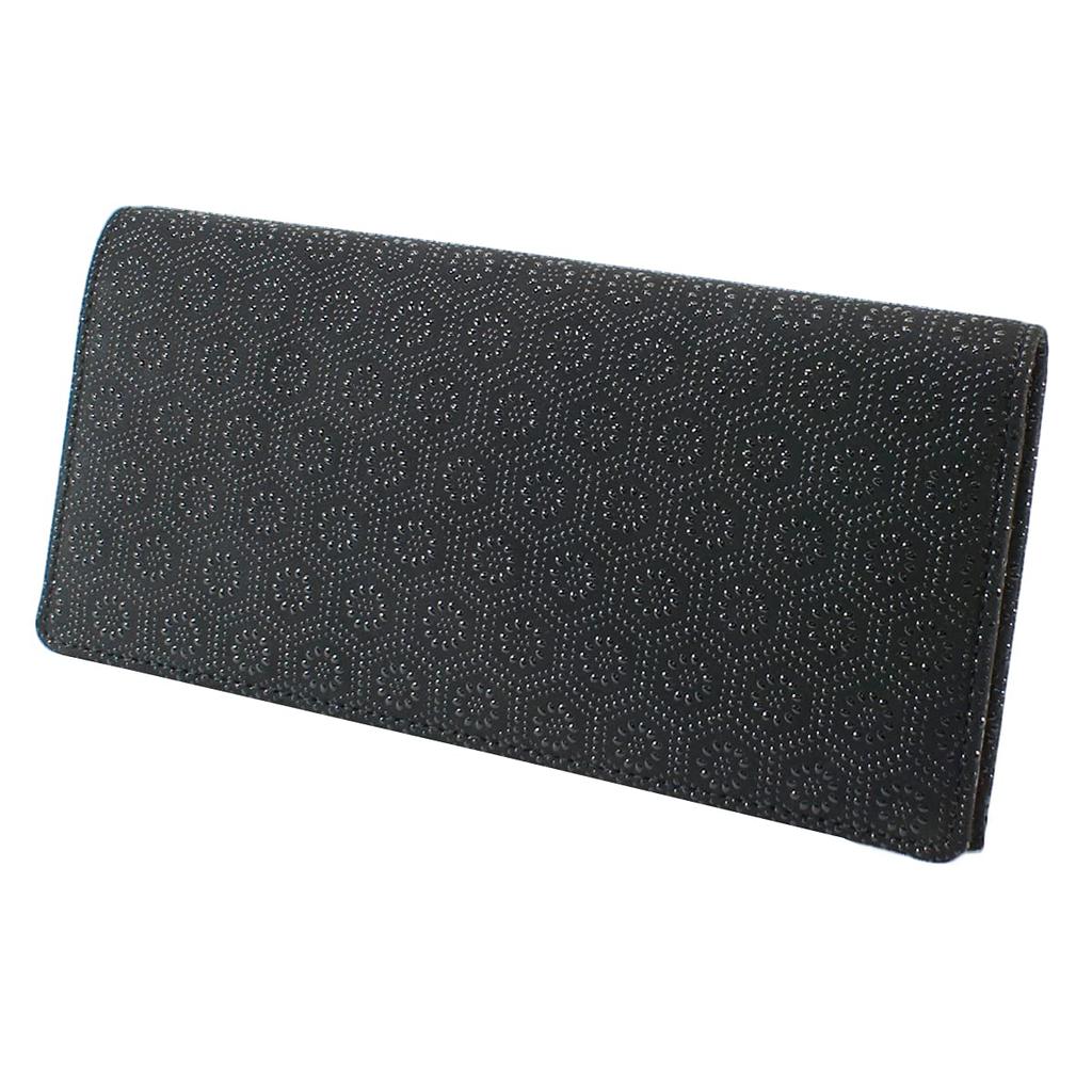 Inden Long Bundle No Coin Black Background X Black Tortoiseshell Pattern [Indenya] Wallet, I, Purse, Deerskin, Lacquer, 2104-01-003