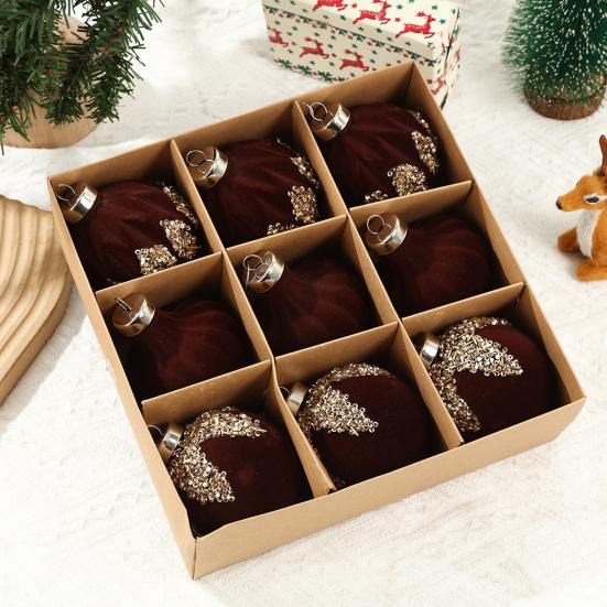 Бархатные рождественские шары Подвесной обруч Украшения для елки Рождественские украшения для вечеринки