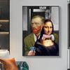 Van Gogh and Mona Lisa Funny Art Canvas Posters and Print Abstract Famous Oil Paintings On Canvas Wall Pictures for Home Cuadros