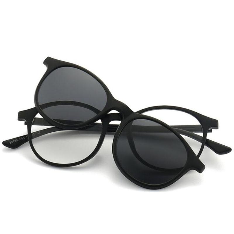 2245 Magnet Clip Round Myopia Glasses 0 -0.5 -1.0 -2.0 To -6.0  Hyperopia Sunglasses +0.5 +1.0 +2.0 To +6