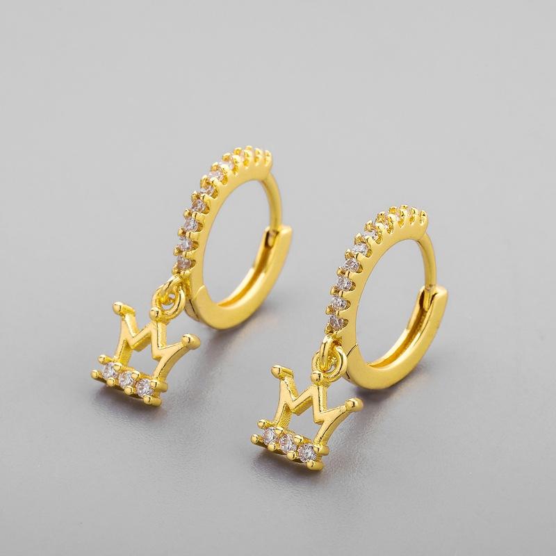 925 Sterling Silver Circle Earrings For Women Trendy Crown Zircon Tassel Earring Jewelry Prevent Allergy Party Accessories G