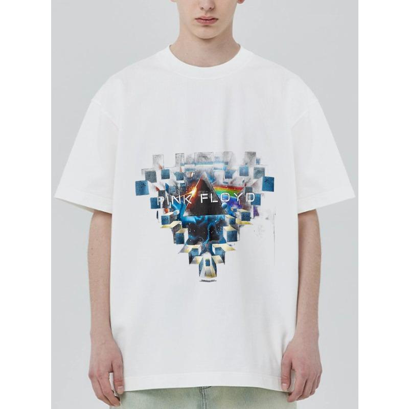 Черная футболка Pink Floyd с принтом призмы и радуги для поклонников музыки и повседневной носки