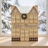 Vintage Style Christmas Decor Wooden House Advent Calendar, with 24 Drawers, Countdown to Gift Box Box, Refillable Xmas Desktop Decoration Decorative