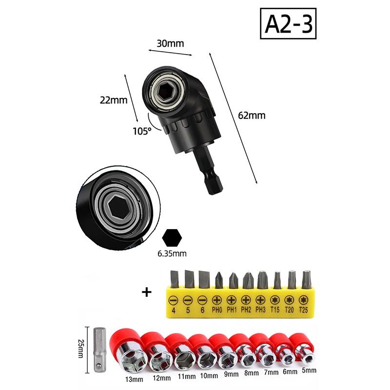 Переходник-головка с углом 105 градусов 1/4 дюйма Удлинитель Шестигранная насадка для дрели Регулируемый держатель для отвертки Шлицевой Phillips Электроинструменты Ручные инструменты
