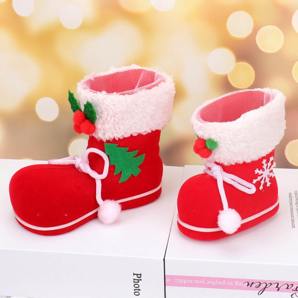 Рождественские сапожки для конфет, подарочный мешок Санты, праздничная коробка для угощений, рождественские елочные украшения, мешочки для конфет