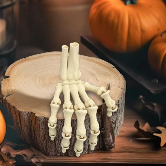 Halloween Skeleton Hand 3D Printed Plastic Human Hand Bone Model Scary Halloween Trick Props for Tableware Party Supplies Haunted House Home Decor