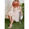 DX~~Popular Summer One Piece Lace Up Long Dress Irregular European and American Solid Color Half Skirt Cross Border Women's Wear