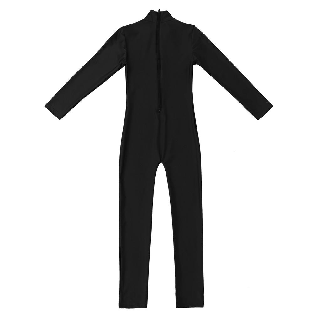 Детский костюм для девочек с длинными рукавами на молнии и воротником-стойкой, комбинезон для балета и танца, гимнастический комбинезон