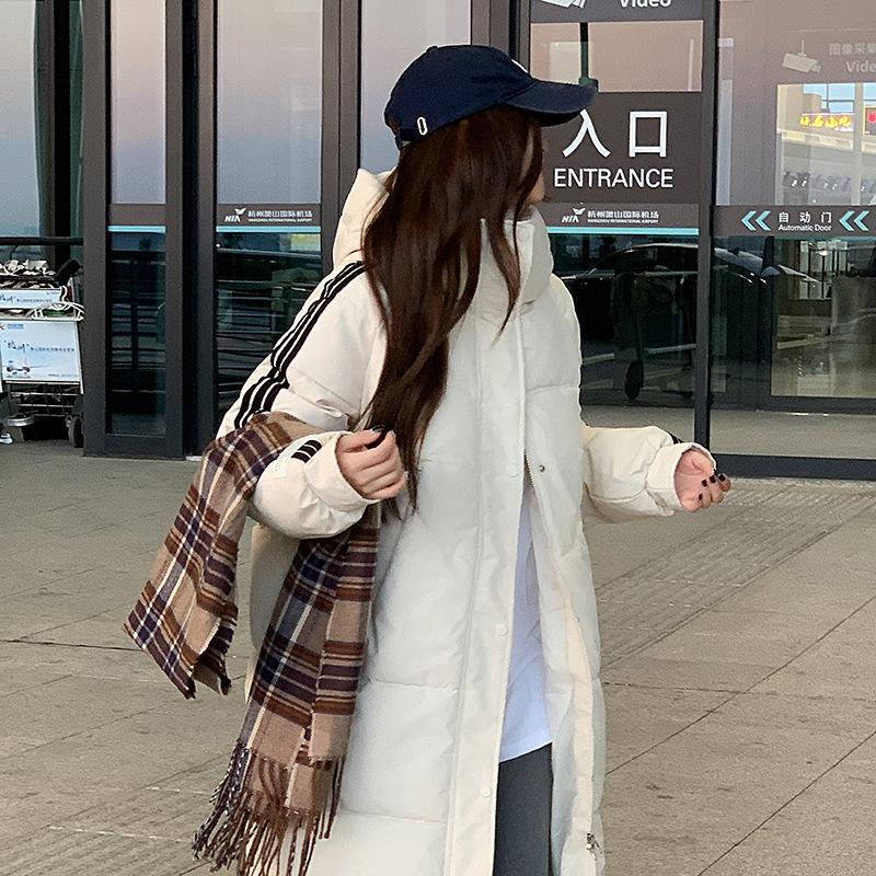 Женская длинная хлопковая одежда зимняя новая куртка свободная модная универсальная хлопковая одежда утолщенная хлопковая куртка с капюшоном