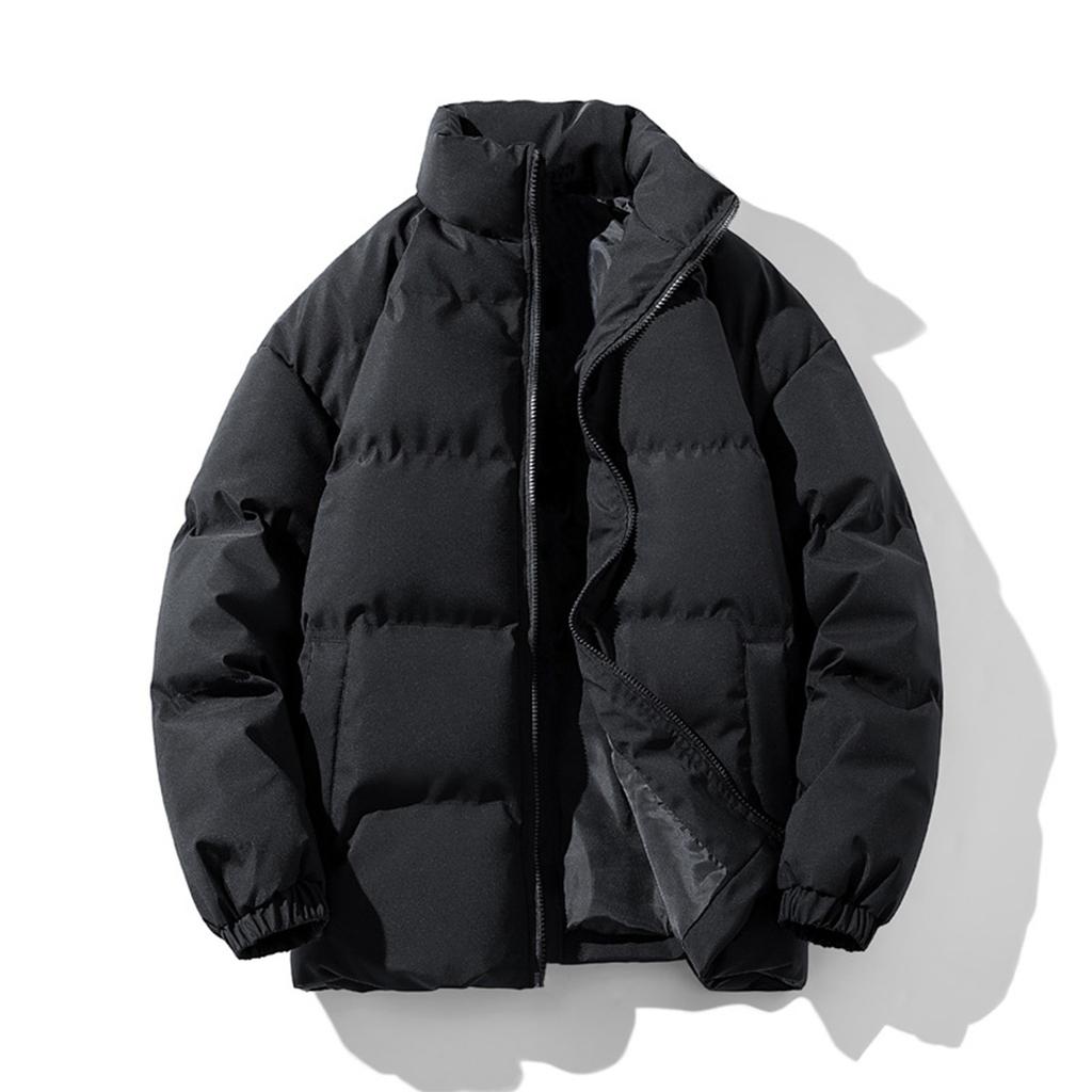 Winter  Solid Color Stand Collar Loose Thickened Cotton Jacket Casual Cotton Coat