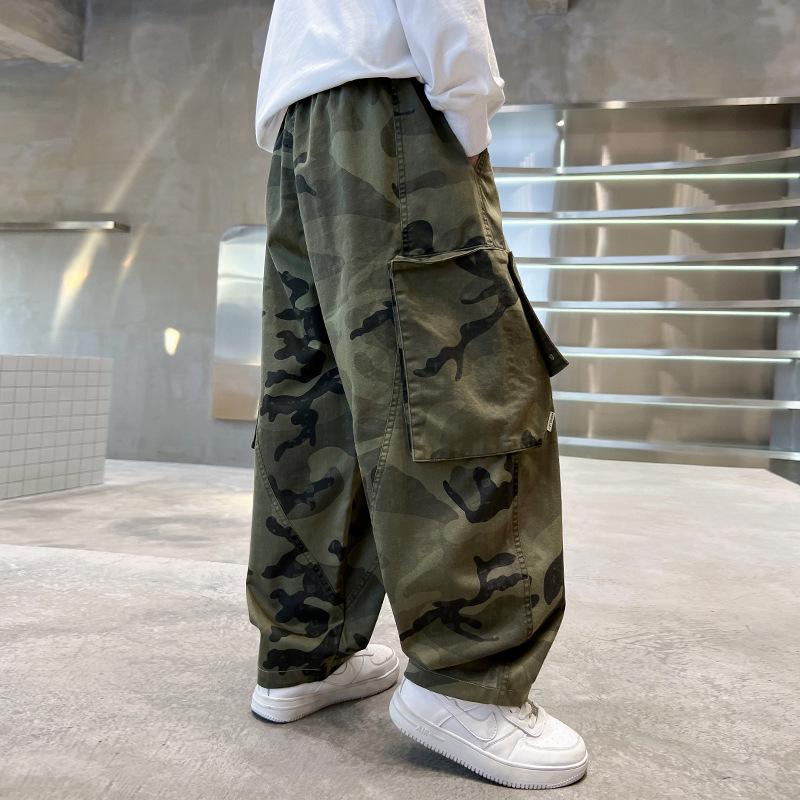 Boys' Camouflage Cargo Pants - Spring/Autumn 2025 Casual Trend