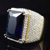 Мужчины Женщины Большой Прямоугольный Цирконий Покрытием Палец Кольцо Ювелирные Изделия