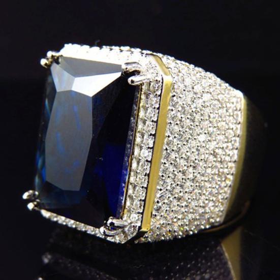 Мужчины Женщины Большой Прямоугольный Цирконий Покрытием Палец Кольцо Ювелирные Изделия