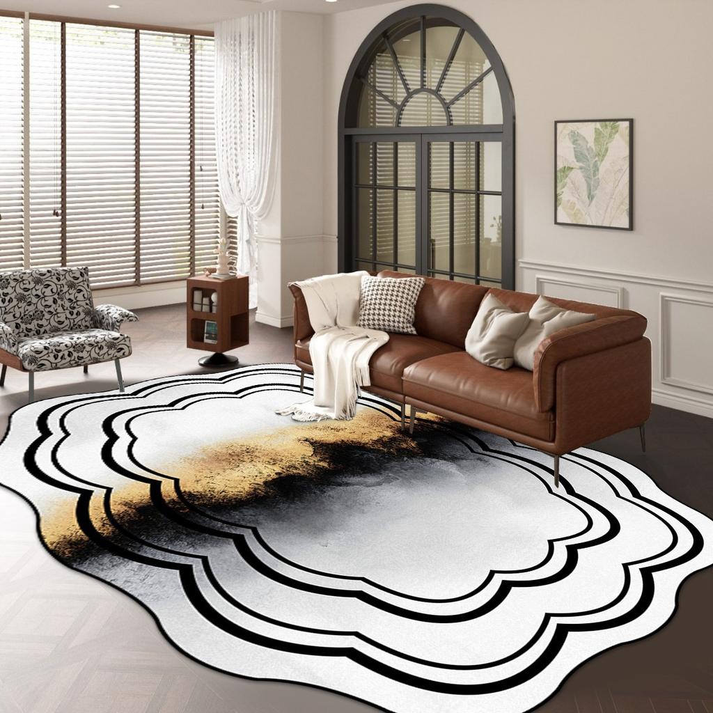 Irregular Living Room Carpet Marble Floor Mat Easy To Maintain Bedroom Bedside Carpet