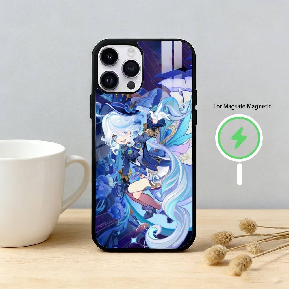 G-Genshin Impact F-Furina Чехол для телефона для iPhone 17/16/15/14/13/12/Plus/Pro/Max для Магнитной Беспроводной Зарядки