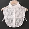 "Women's White Hollow Lace Detachable Chiffon Collar - Versatile Sweater and Shirt Accessory"