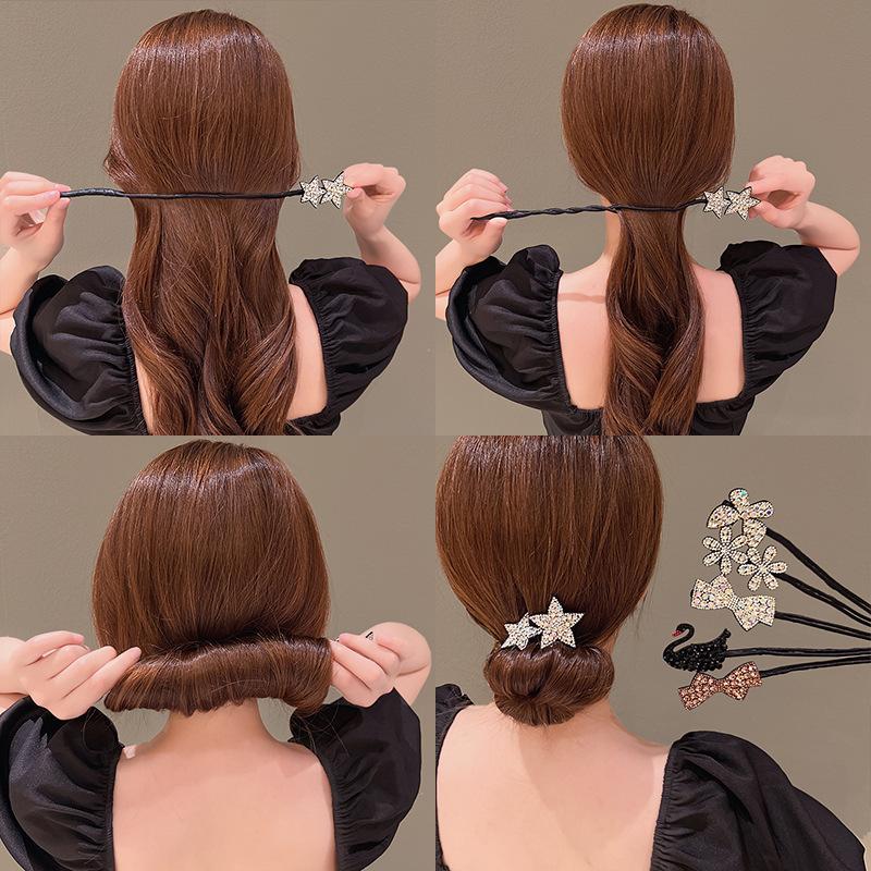 1pc Elegant Pearl Flower Bun Maker Korean Lazy Hair Curler Styling Accessories Hair Style Hairpin Hair Braiding Braider Hairgrip