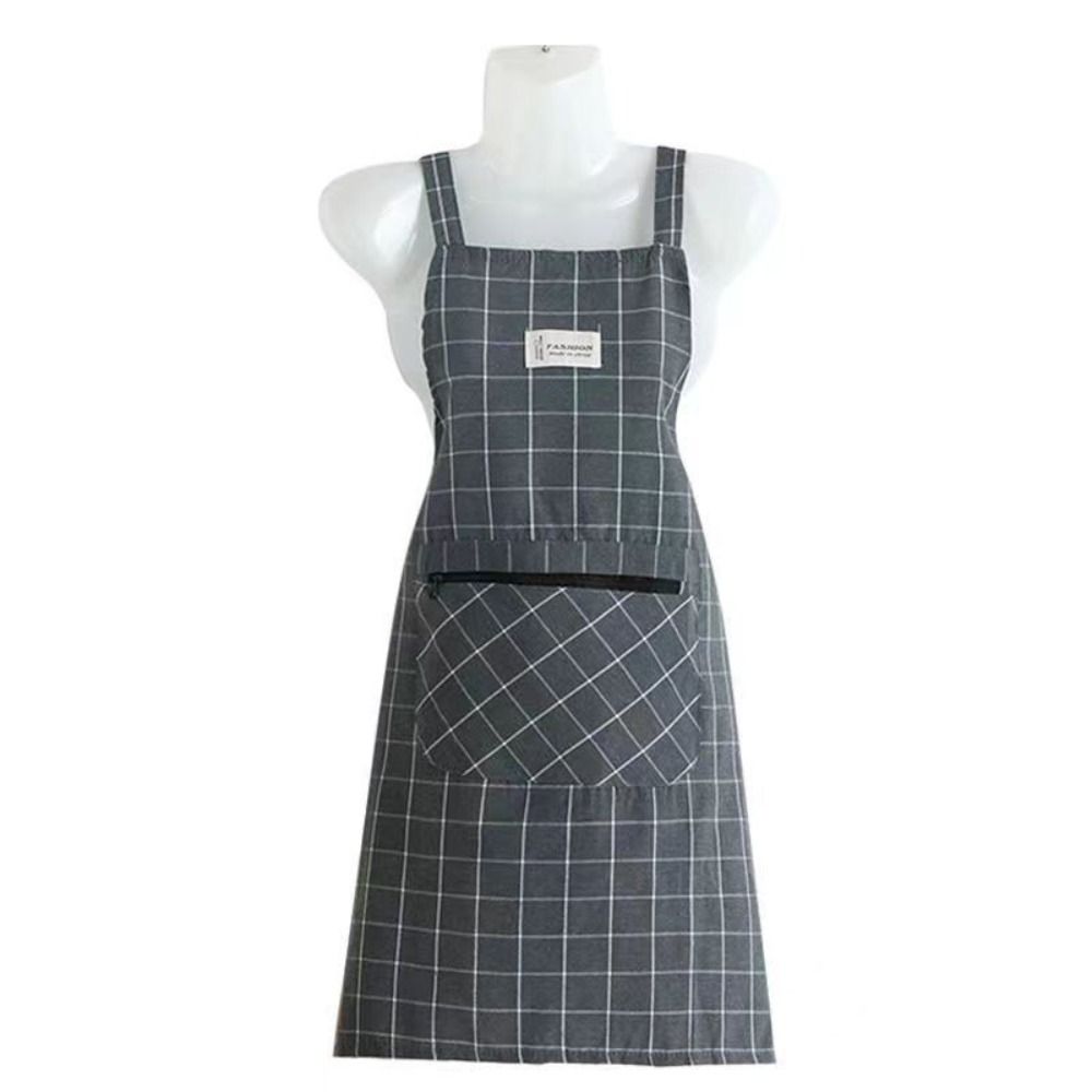 Checkered Cotton Apron Oil-proof Cooking Apron Cooking Accessories Kitchen Apron Kitchen
