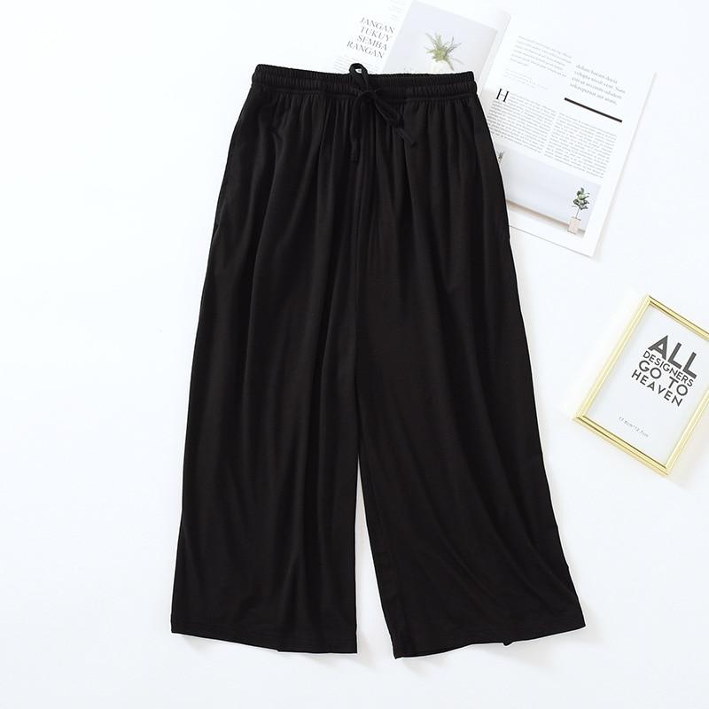 Loose Cropped Trousers Ladies Modal Thin Shorts Solid Color Wide Leg Large Size Home Pants Womens Bottoms
