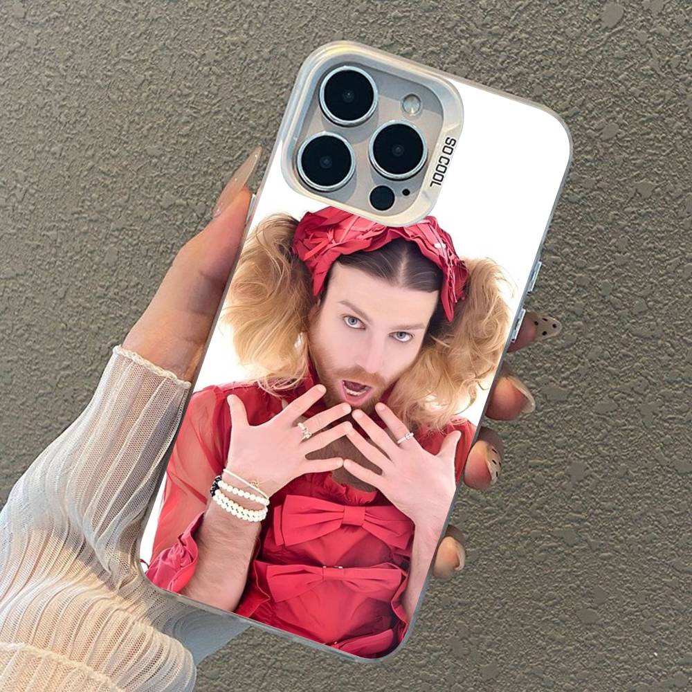 Шуточный Чехол для Телефона с Бородатым Мужчиной и Нарядом Лоли для iPhone 17 16 15 14 13 12 11 XS XR X Pro Max Plus Цветной Посеребренный Чехол