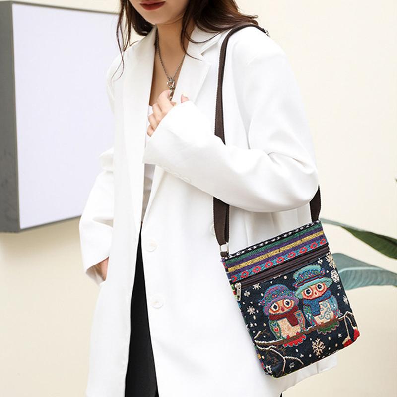 Yogodlns Женская сумка через плечо, кошелек для телефона, сумка в этническом стиле, маленькая холщовая сумка с вышивкой в ​​стиле ретро