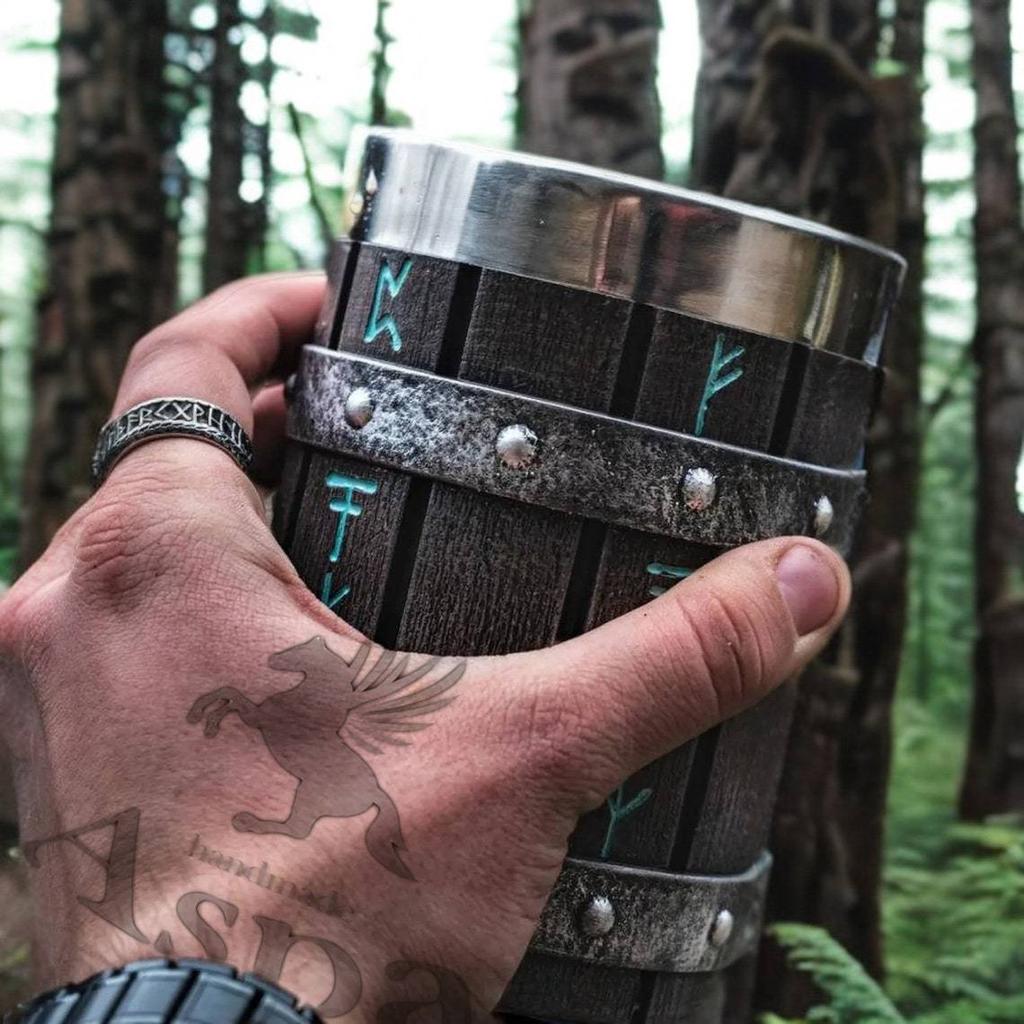 Винтажная дубовая бочка Viking, пивная кружка с вкладышем из нержавеющей стали, кофейная чашка, чайная кружка, большая вместительная кружка, подарок для паба-бара