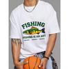Fishing T Shirt White Fish and Text Design for Outdoor Activities