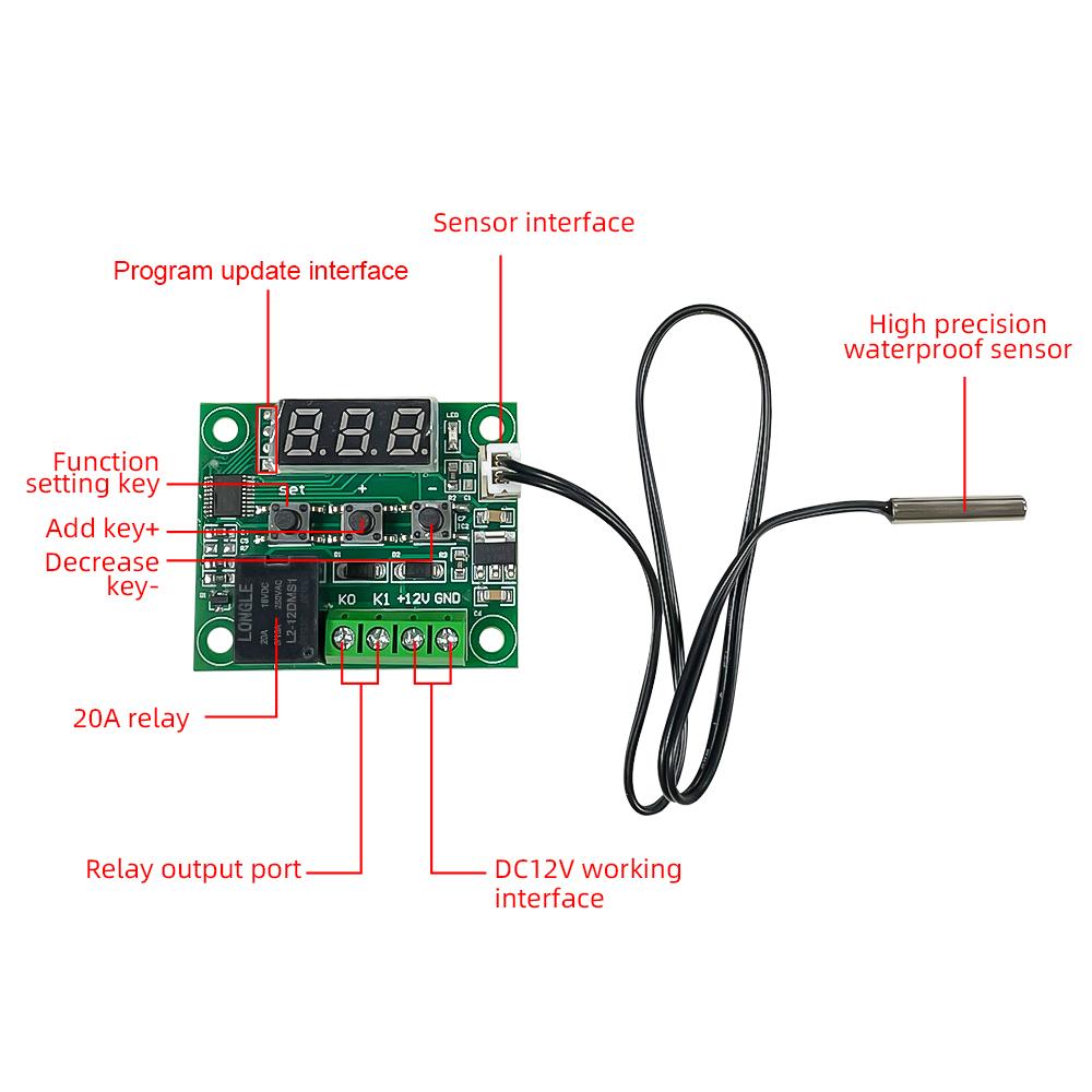 W1209 DC 5V 12V 24V Термостат для нагрева и охлаждения Переключатель контроля температуры Контроллер Термометр Термо NTC-сенсор