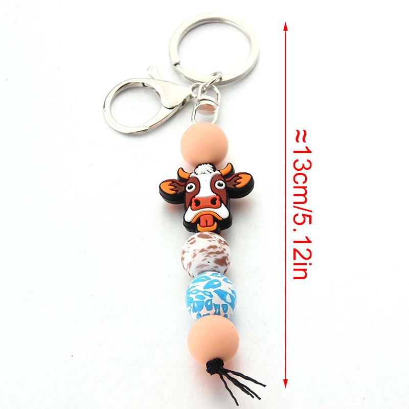 1PC New Cartoon Bag Pendant Diy Small Accessories Cute Small Gifts Silicone Wooden Beads Keychain