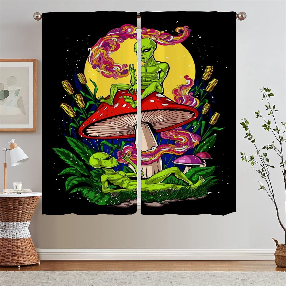 Abstract Mushroom Pattern Christmas Curtains for Living Room Ready Curtains Cheap Things With Free Shipping for Home Blind Curls