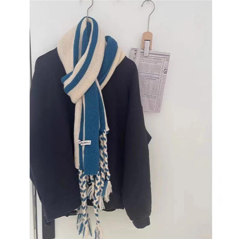 Personalized Striped Tassel Scarf Women's Autumn and Winter Shawl Street Style Cool Thickened Warm Scarf High End Couple