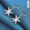 925 Sterling Silver Snowflake Pendant Piercing Earrings Fashionable Wedding Jewelry