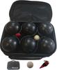 OLOA Petanque Balls Stainless of 6 Types X 2 Popular 72mm Official Popular Includes Wooden and Measuring Tape (Black) Steel/Metal [Set (3 Balls)]