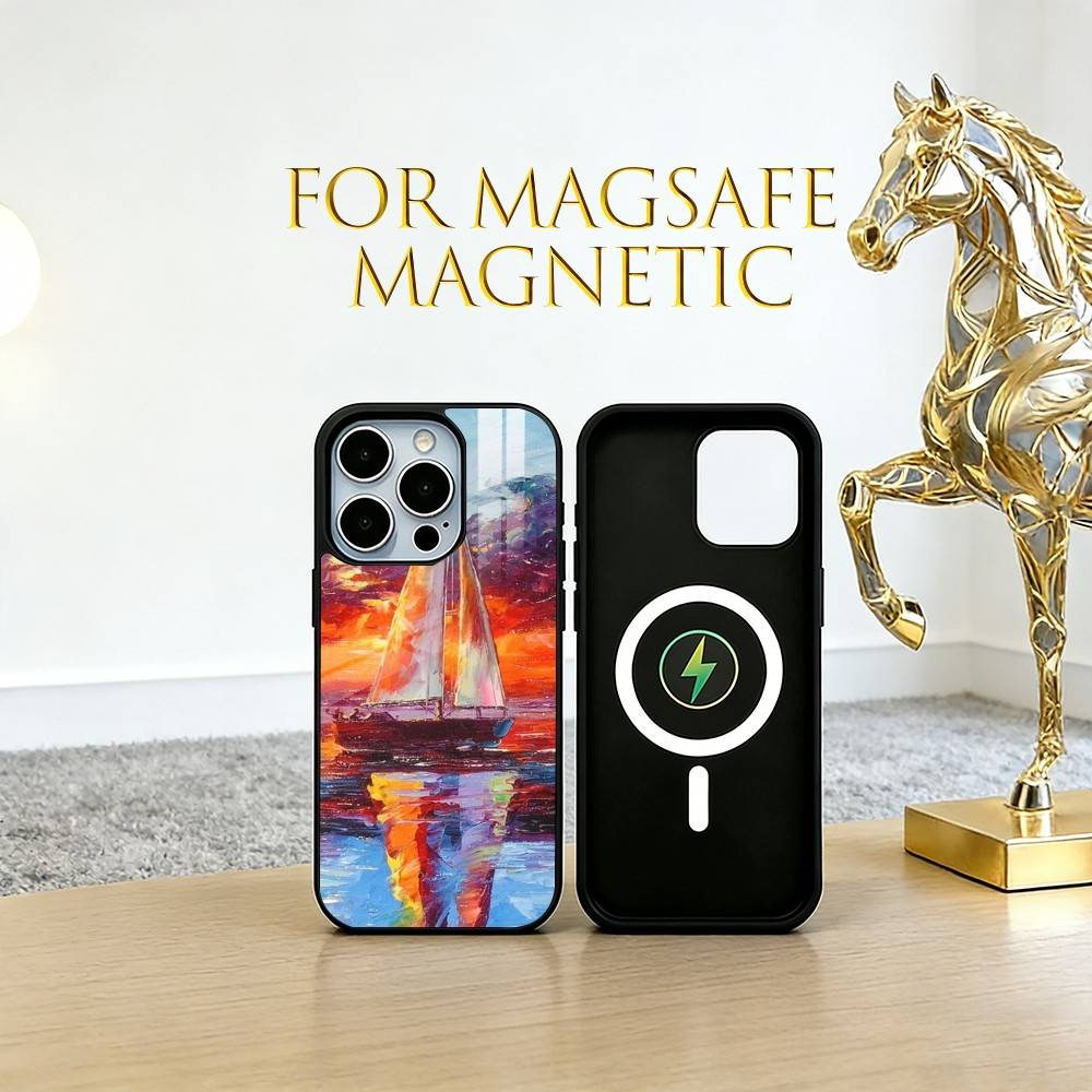 Oil painting sailboat Phone Case For iPhone17,16,15,14,13,12,11 Plus,Pro Magnetic For Magsafe Wireless Charging