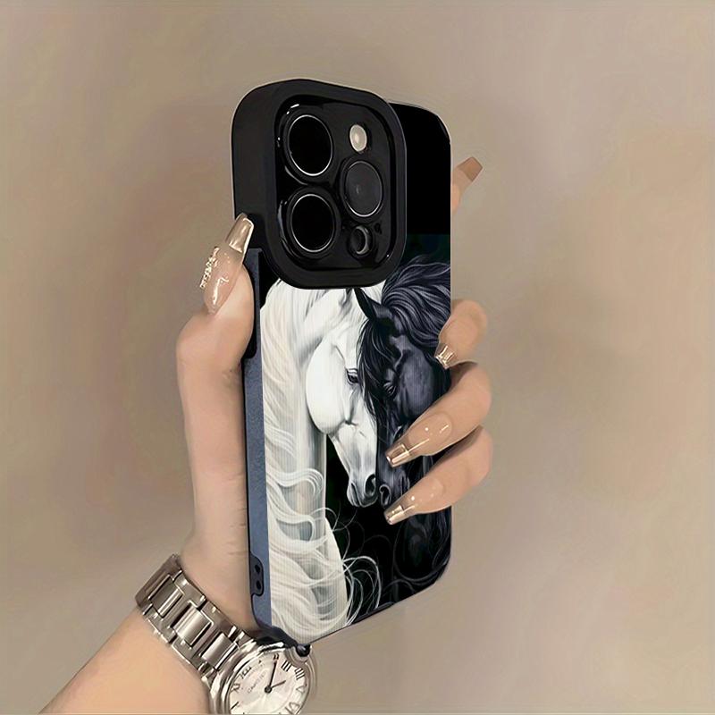 Черно-белые лошади Чехол для телефона Для iPhone 11 12 13 14 15 Plus 17 16 Pro Max 17 Air XR X XS 15 16 Plus Защитная задняя крышка