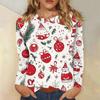 Женская мода повседневный рождественский принт круглый вырез длинный рукав пуловер топ