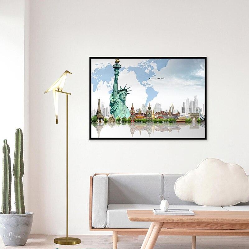 Украшение Эйфелева башня Пизанская башня Статуя Свободы Картина на холсте Известный архитектурный пейзаж Репродукции Украшение Плакат