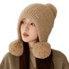 Rabbit Fur Hat Women's Thick Knitted Hat Winter Ear Protection Wool Hat