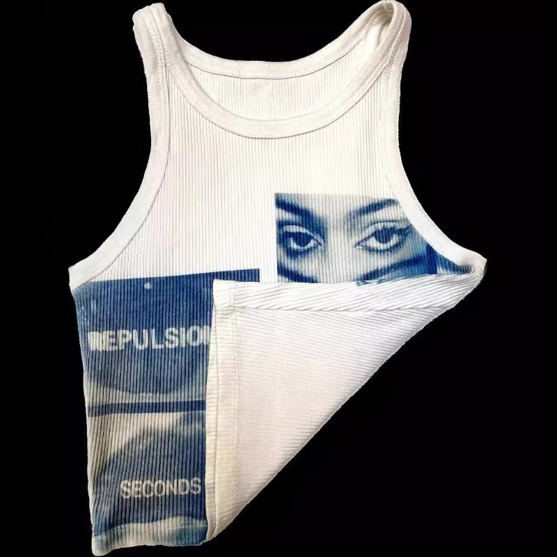 Европейская и американская женская облегающая и универсальная короткая майка с открытым пупком и ретро-принтом «Spicy Girl», модная американская нишевая майка на бретельках.