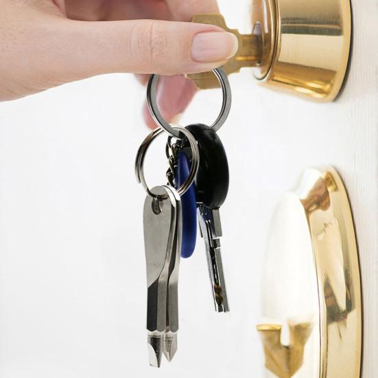 Брелок с отверткой, мини-хромированная сталь из сплава ванадия, ручной инструмент, шлицевая/крестовая отвертка, кольцо для ключей