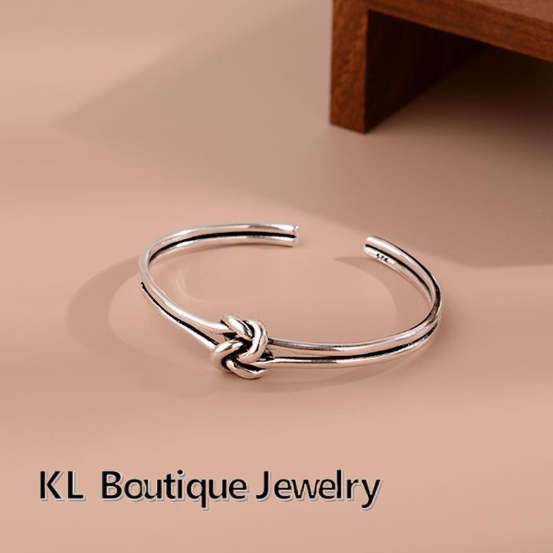 Модные круглые браслеты-манжеты с открытым узлом для женщин, элегантные серебряные ювелирные изделия, повязка на руку