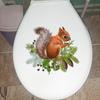 Pine Branch Squirrel Bathroom Toilet Waterproof Wall Stickers Funny Toilet Seat Sticker Decoration