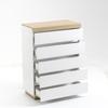 Chest of 5 Drawers Minimal in Wood, 80x40x109 cm, White and Oak Color