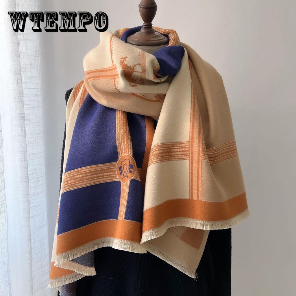 Horse Print Shawl - Thick Imitation Cashmere, Soft & Warm Neck Protection Scarf for Women | Elegant Plus Size Air-Conditioning Blanket