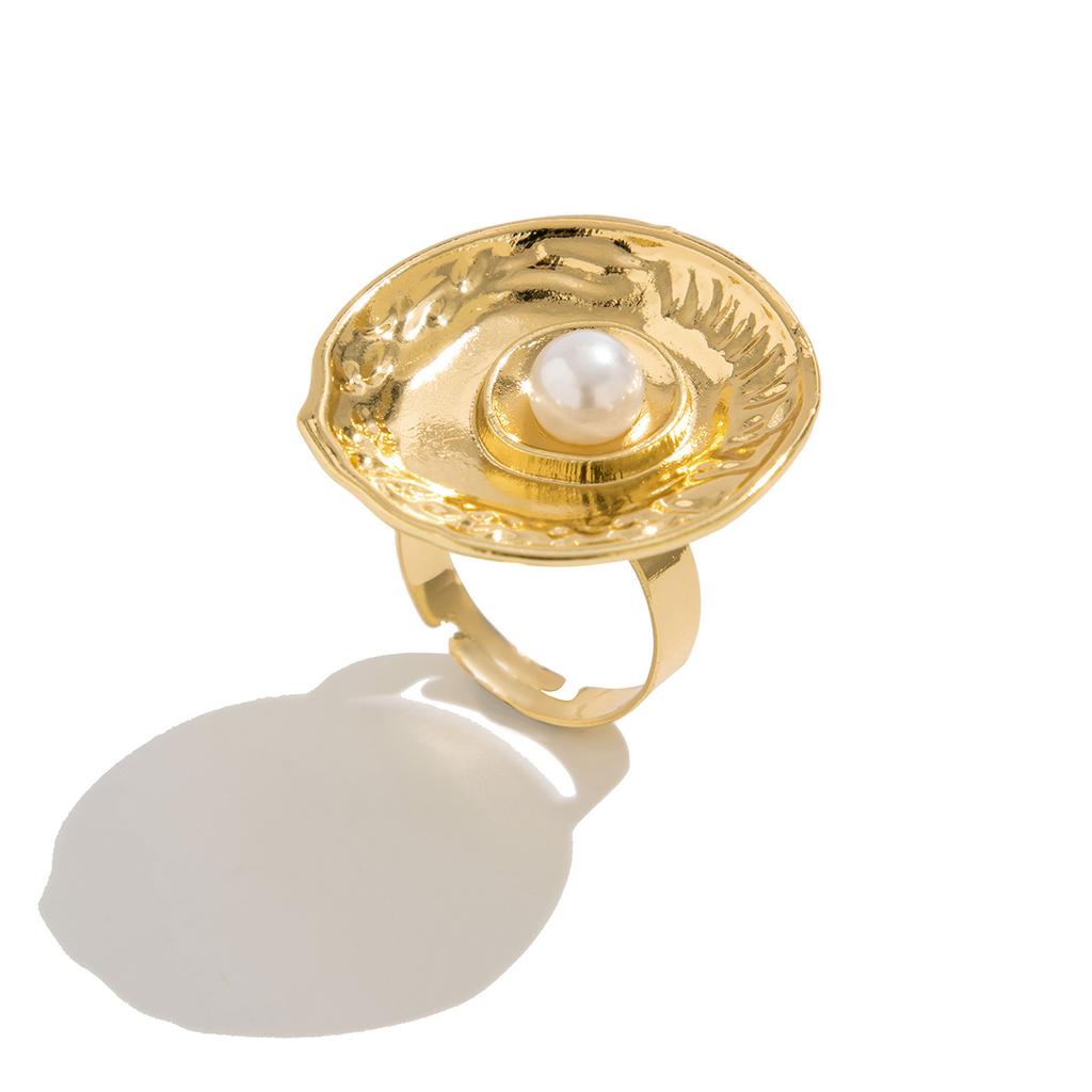 Кольцо geometricheskoe hollow с жидким металлом в стиле wind, Модное irregular pleated flower ring