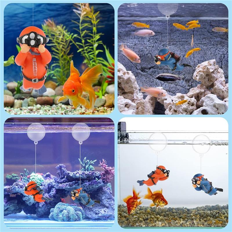 Floating Fish Tank Decorations, Aquarium Decorations, Lovely Diver Fish Tank Decorations, Floating Device Fish Tank Accessories