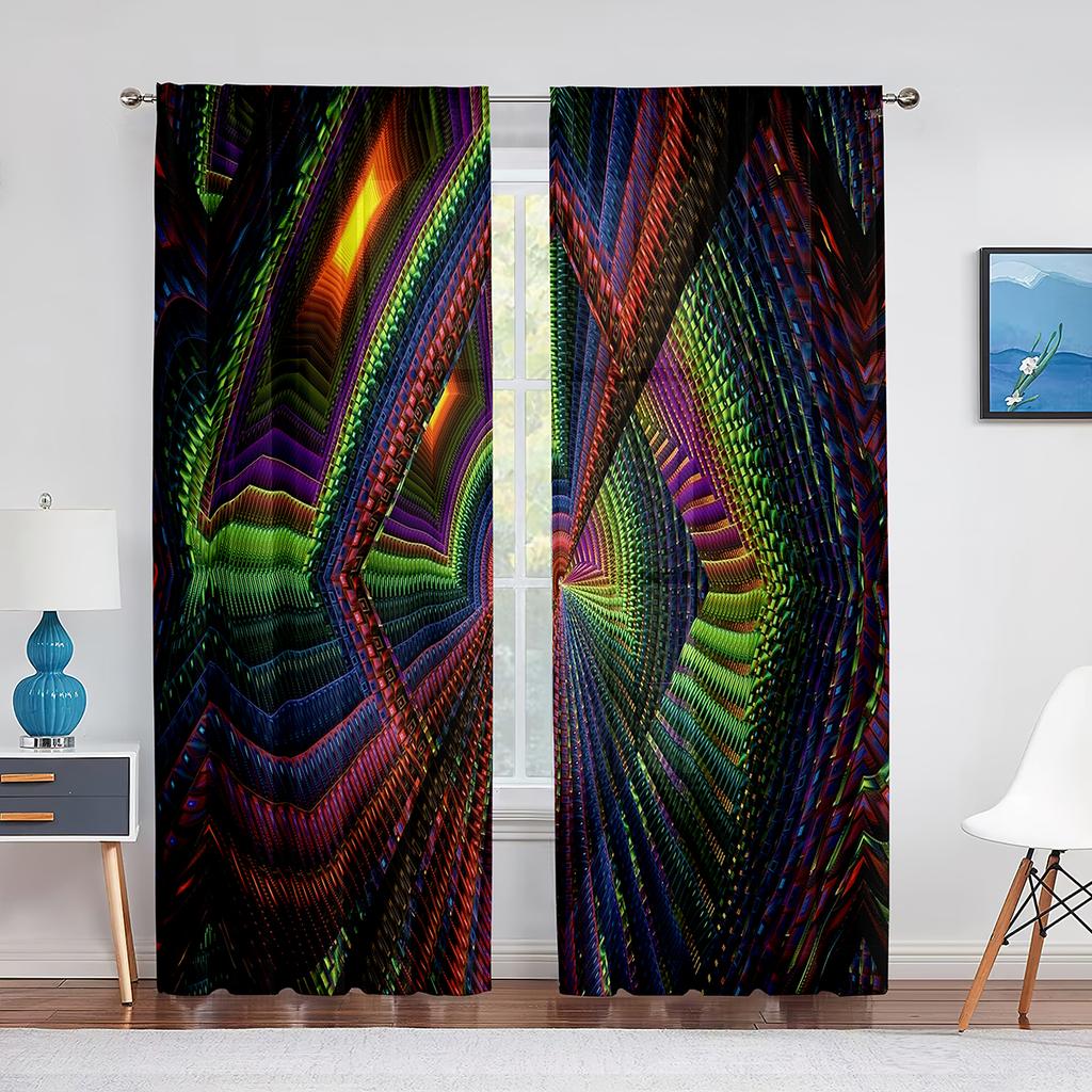 Психоделическая Радуга, оптическая иллюзия, прозрачная занавеска для гостиной, спальни, вуаль, драпировка, кухонное окно, тюлевые шторы, домашний декор