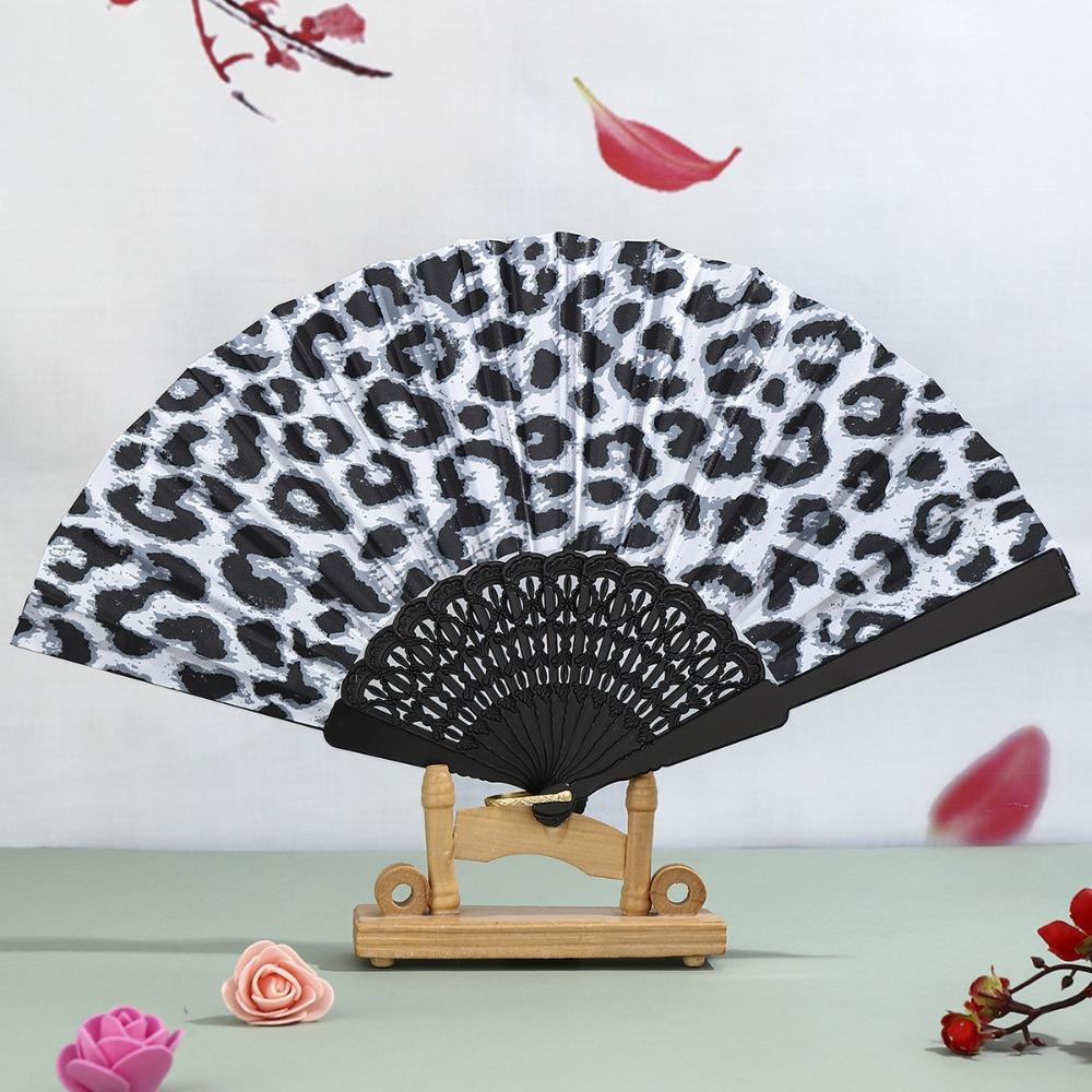 Cloth Hand Fold Fan Leopard Print Dance Fan Portable Performance Fan Performance Decor