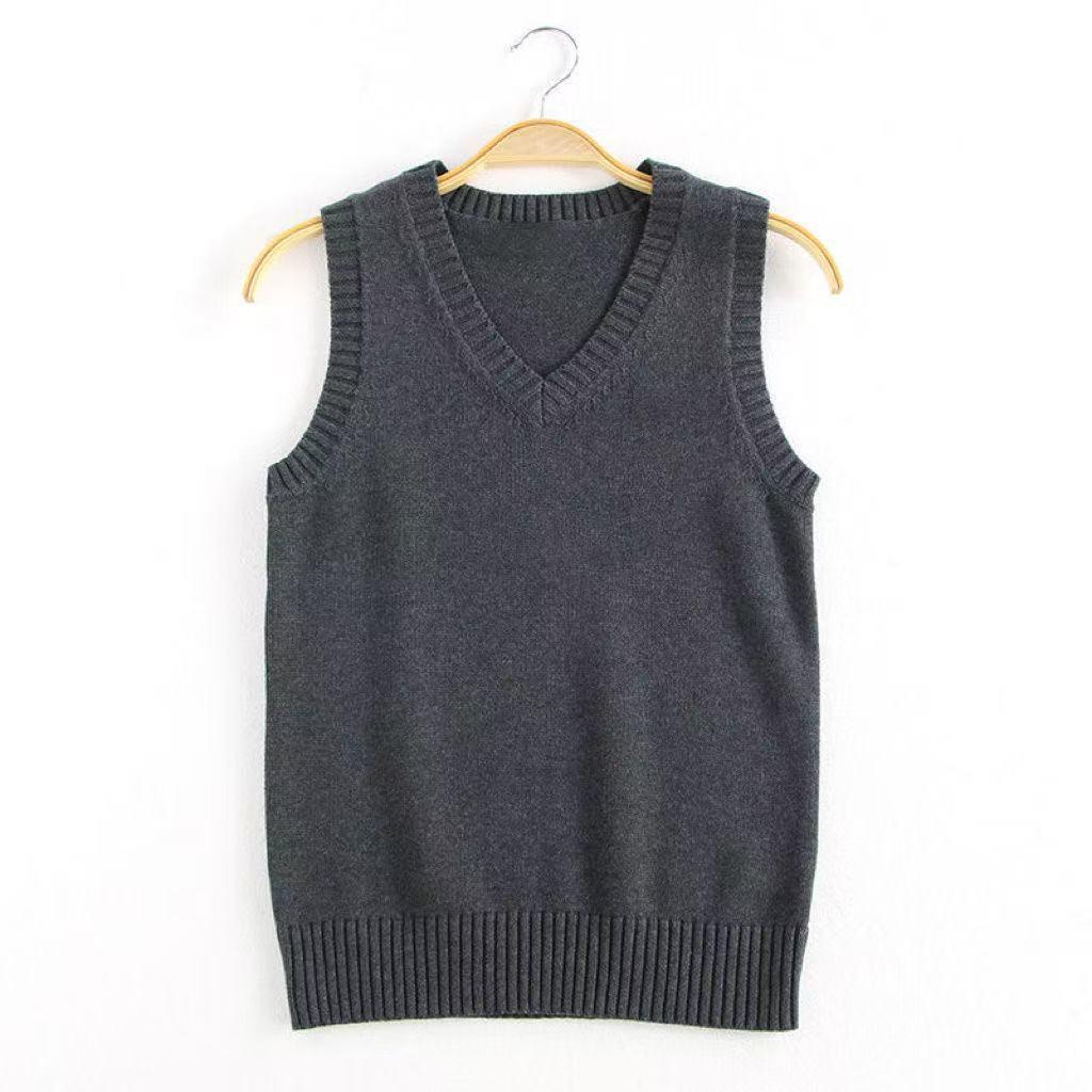 Многослойный жилет JK: Классический трикотажный свитер без рукавов с V-образным вырезом - Минималистичный японский стиль для весны и осени