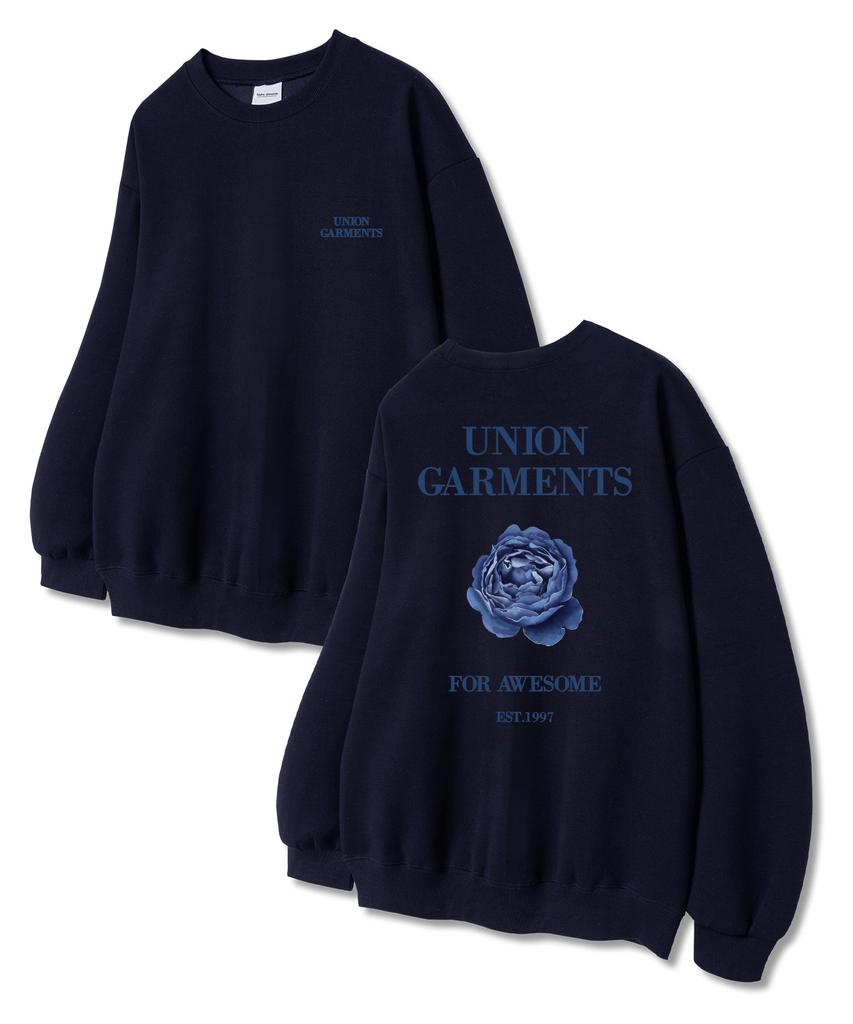 UNION GARMENTS Худи из французского терри Rose Up Темно-синий